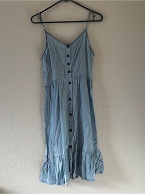 Love Tree Western Country Prairie Cutesy Chambray Dress Women’s Medium Blue